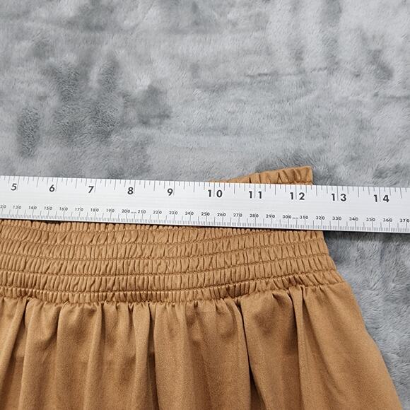 NEW Ninexis Skirt Womens L Tan Camel Smocked Waistband Side Slit Maxi Stretch - Picture 9 of 10